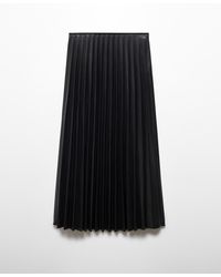 Mango - Leather-effect Pleated Skirt - Lyst