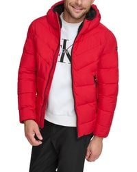 Calvin Klein - Faux Fur Hooded Quilted Jacket - Lyst