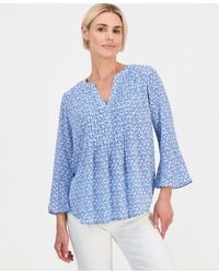 Style & Co. - Petite Printed Pintuck Bell-sleeve Top - Lyst