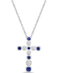 Macy's - Sterling Silver Created Blue And Created White Sapphire (7/8 Ct. T. W. - Lyst