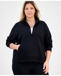 Macy's - Id Ideology Plus Size Quarter-zip Raglan-sleeve Top - Lyst