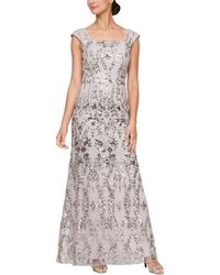 Alex Evenings - Sequined Embroidered Square-neck Gown - Lyst