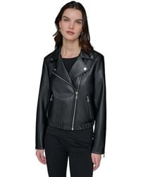 KARL LAGERFELD - Faux-leather Moto Jacket - Lyst