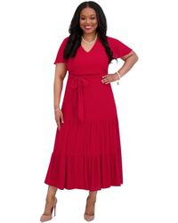 Kasper - V-neck Flutter-sleeve Maxi Dress - Lyst