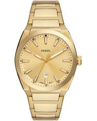 Fossil - Everett Three-hand Date Stainless Steel Bracelet Watch - Lyst