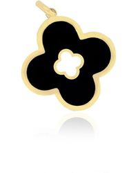 The Lovery - Onyx Clover Cut Out Charm 14k Gold - Lyst