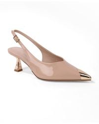 BERNESS - Patent Heels And Toe Cap Slingback Pumps - Lyst