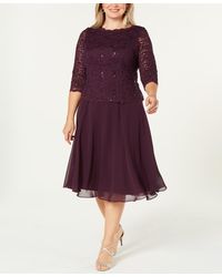 Alex Evenings - Plus Size Sequined Lace A-line Dress - Lyst