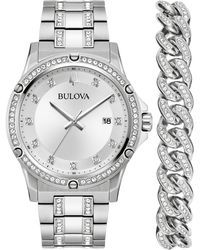 Bulova - Crystal Stainless Steel Bracelet Watch 42mm Gift Set - Lyst