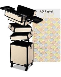 Byootique - Rolling Makeup Train Case On Wheels 4in1 Cosmetology Art Deco Pastel - Lyst