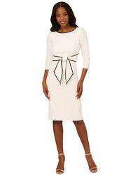 Adrianna Papell - Tipped Tie-front 3/4-sleeve Dress - Lyst