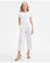 Style & Co. - Cotton Eyelet-embroidered Wide-leg Pants - Lyst
