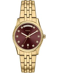 Fossil - Scarlette Three-hand Day-date -tone Stainless Steel Watch 34mm - Lyst