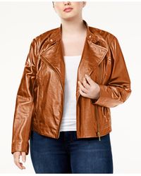 MICHAEL Michael Kors Michael Plus Size Leather Moto Jacket - Multicolour