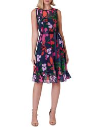 Jessica Howard - Petite Floral-mesh Fit & Flare Dress - Lyst