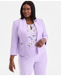 Kasper - Plus Size 3/4-sleeve Seamed Crepe Open-front Jacket - Lyst