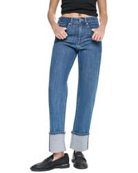 DKNY - High-rise Straight-leg Logo-tape Jeans - Lyst