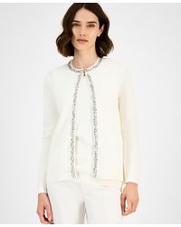Anne Klein - Rhinestone-trim Cardigan - Lyst