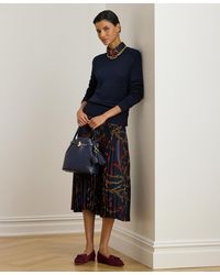 Ralph Lauren - Belting-print Pleated Midi Skirt - Lyst