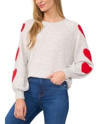 Cece - Heart-print Raglan Sleeve Crewneck Sweater - Lyst