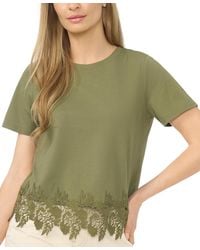 Cece - Cropped Boxy Tee With Lace Trim T-shirt - Lyst