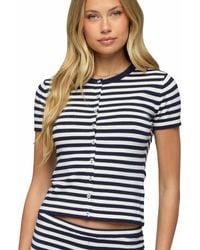 Edikted - Irena Striped Button Up Knit Top - Lyst