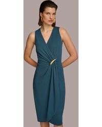 Donna Karan - Sleeveless Draped Jersey Midi Dress - Lyst