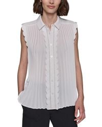 Karl Lagerfeld - Scalloped Pleated Button-down Top - Lyst