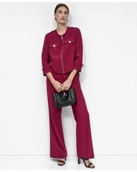 DKNY - Zip Front Cropped Jacket High Rise Flared Leg Pants - Lyst