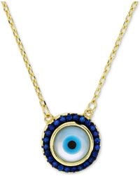 Macy's - Cubic Zirconia & Enamel Evil Eye Halo Pendant Necklace - Lyst