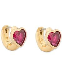 Kate Spade - Gold-tone Small Cubic Zirconia Heart huggie Hoop Earrings - Lyst