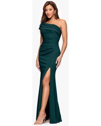 xscape green one shoulder dress Men's Emerald Green Satin Wedding Suits 2 Pieces Tuxedos for Male main image 0