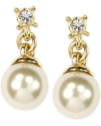 Anne Klein - Tone Imitation Pearl Drop Earrings - Lyst