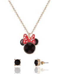Disney - Fashion 16"+3" Minnie Mouse Necklace & Earrings Set -imitation Yg Plt - Lyst
