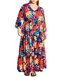 City Chic - Plus Size Endless Sun Print Maxi Dress - Lyst
