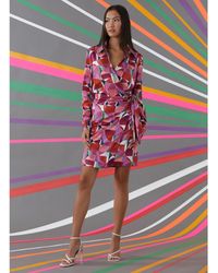 Donna Morgan - Geo-print Tie-wrap Mini Dress - Lyst