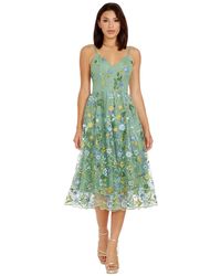 Dress the Population - Maren Embroidered Fit & Flare Midi Dress - Lyst