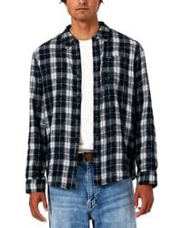 Guess - Ocean Coast Plaid Long-sleeve Logo-print Button-down Shirt - Lyst