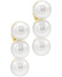 Adornia - 14k Gold-plated Oversized Imitation Pearl Bar Studs Earrings - Lyst