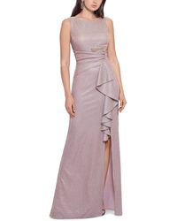 Betsy & Adam - Petite Ruffled Shimmer Gown - Lyst