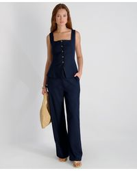 French Connection - Twill Square Neck Button-down Top - Lyst
