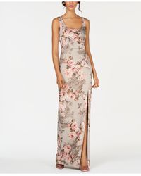 Adrianna Papell Metallic Floral-print Gown - Multicolour