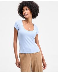 On 34th - Ribbed Scoop-neck Tee - Lyst
