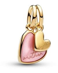 PANDORA - Pink Mother Daughter Splittable Dangle Charm - Lyst