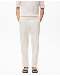 Mango - Linen And Lyocell Blend Straight-leg Pants - Lyst