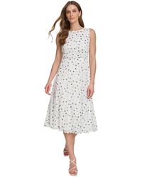 DKNY - Dot-print Sleeveless Midi Dress - Lyst