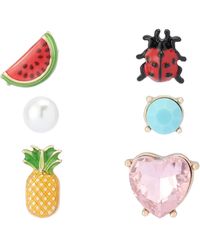 Betsey Johnson - Faux Stone Backyard Watermelon Ladybug Stud Earring Set - Lyst