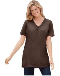 Woman Within - Plus Size Within Perfect Short-sleeve Shirred V-neck Tunic - Lyst