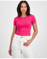 HUGO - Logo Crewneck Short-sleeve Cropped T-shirt - Lyst