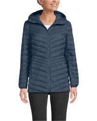 Lands' End - Wanderweight Packable Down Hooded Long Jacket - Lyst